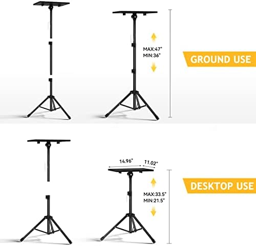 Adjustable height laptop tripod stand with attached flexible gooseneck phone holder