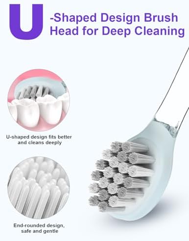 Close up of Acelike 101 compatible toothbrush heads with transparent rods