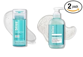 Bliss Daily Acne Routine Kit 2pc Set front view of cleanser and toner serum