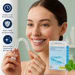 iSonic effervescent daily retainer cleaner tablets close up showing mint freshness