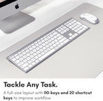 Top view of the Macally premium wireless input duo showcasing the twenty dedicated macOS shortform keys
