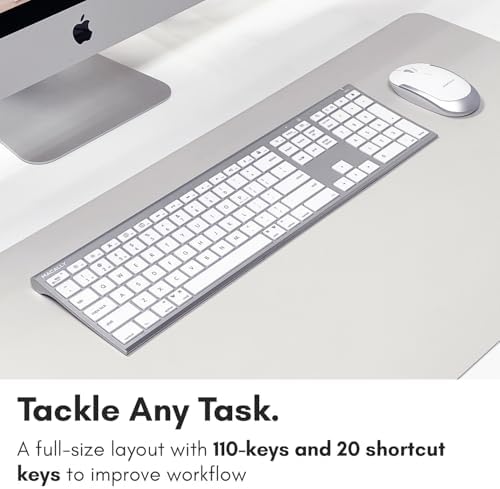 Top view of the Macally premium wireless input duo showcasing the twenty dedicated macOS shortform keys