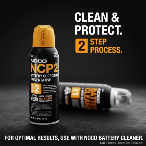 USA-imported NOCO battery cable and terminal inhibitor spray packaging overview.