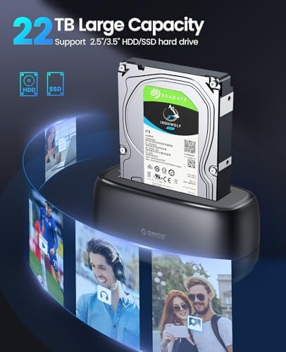 ORICO storage drive dock highlighting the tool free interface and premium build material