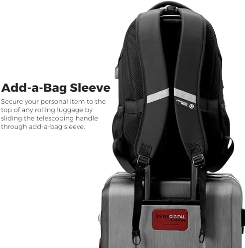 Swissdigital Design College Backpack back view showing 3D ventilation system and ergonomic shoulder straps