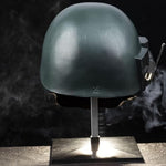 EBOBO military green tactical riot armor helmet replica angled view for premium display