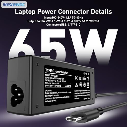 INEXEWOC multi-brand compatible power supply next to standard office accessories demonstrating portable size.