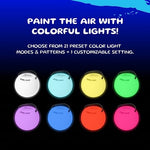 The complete Spin Balls Glow Point Zero product packaging along with the included dual charging cables and carrying pouch.