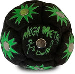 Dirtbag Stellar Staller Glow in the Dark Footbag close up view showing premium hand sewn stitching.