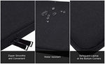 Side view profile of the slim and lightweight protective tablet briefcase showing heavy duty zippers.