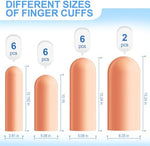 Ghzaocu silicone finger cots in multiple sizes displayed on a flat surface.