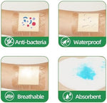Jointown 7x7 inches Foam Absorbent Dressings showing the painless removal backing application steps.