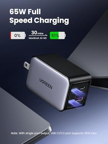 UGreen multi port fast charging block powering a laptop and smartphone simultaneously