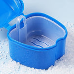 Maommadio denture bath case showing the open lid and internal basket design