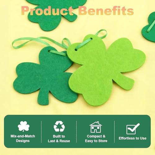 Five strands of the Zerobe clover garland laid flat showing the complete premium set with no assembly required.