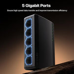 Compact Tenda ethernet switch displaying side profile and slim space saving design