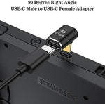 AuviPal L shape USB Type C male to female connector two pack displaying up and down angle orientations