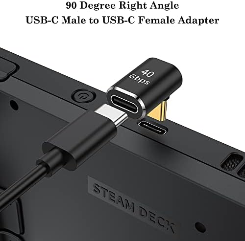 AuviPal L shape USB Type C male to female connector two pack displaying up and down angle orientations