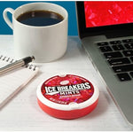 Ice Breakers Sugar Free Cinnamon Mints showing the snap close lid design for freshness