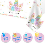 Close up view of the gold glitter horn design on the unicorn themed birthday banner sheet