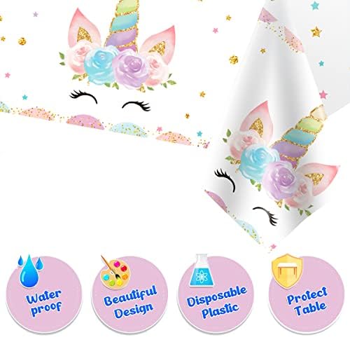 Close up view of the gold glitter horn design on the unicorn themed birthday banner sheet