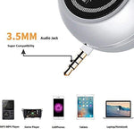 Milcraft portable speaker showing the integrated 3.5mm auxiliary cable extended
