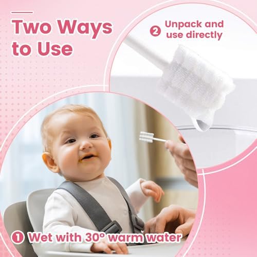 Individually wrapped disposable infant mouth wipes placed next to a diaper bag pocket