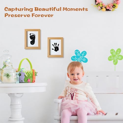 Lorzot baby footprint kit being used mess-free on a nursery table setup.