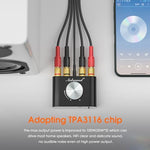 Nobsound 2.0 channel digital stereo amplifier back panel showcasing speaker wire binding posts