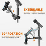 Side profile of the Jubor universal smartphone and tablet mount showing the adjustable telescopic reach arm extended.