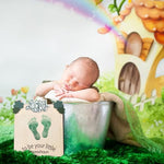 Authentic imported wooden infant memory plaque showcasing empty space for DIY stamping.