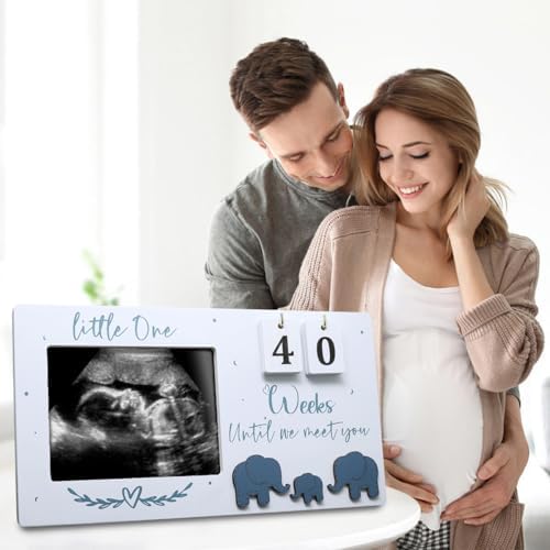 First time mother gift sonogram frame with interchangeable wooden numbers