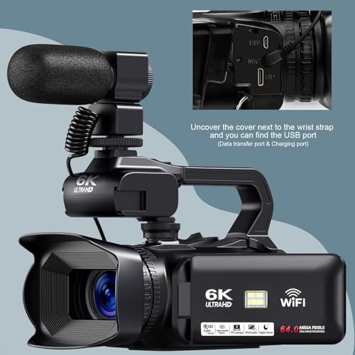 6K Camcorder Video Camera 64MP IR Night Vision Vlogging Camera for YouTube 18X Digital Zoom 4.0 Inch Touch Screen Video Camera with WiFi, Microphone, Remote Control, 64GB SD Card,Stabilizer - Image 5
