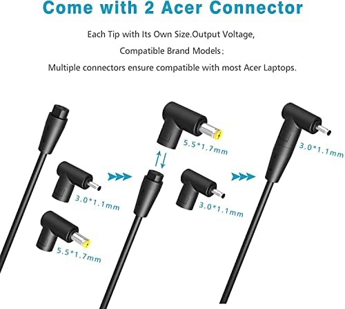 Close up of the barrel connector on Wefly Acer laptop charger
