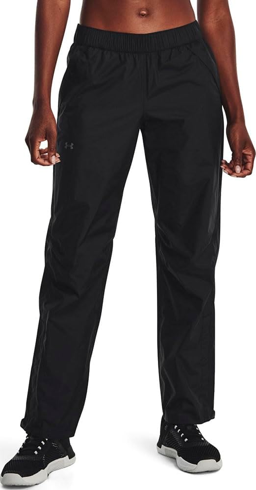 Under Armour Women Stormproof Cloudstrike Rain Pants front view showcasing waterproof athletic gear.