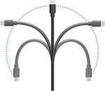 Durable six foot Micro-USB charging cord stretched out to showcase the extended length.