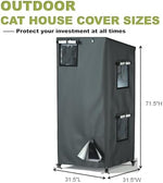 Grey 600D Oxford cloth outdoor cat condo protector with roll up front access door.