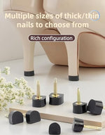 Side view showing 2.4mm and 3mm metal core pins for stiletto heels.