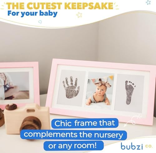 Bubzi Co baby shower registry gift set packaging showing premium keepsake frame.