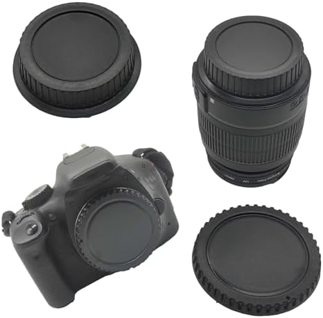 Full product bundle showing two pairs of matching camera body caps and rear lens covers organized for storage.
