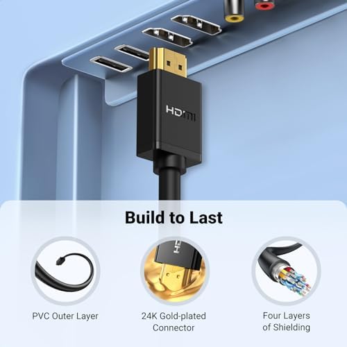 Durable black HDMI extension wire for ultra high definition monitors