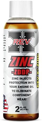 Close up of Rev X zinc oil additive branding