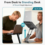 Lifelong extra tall computer riser showing a MacBook positioned at eye level for better workspace posture.