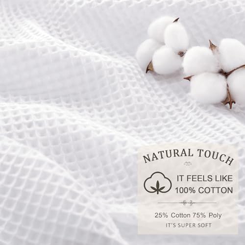 White cotton blend heavyweight shower curtain textured close up view