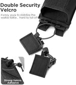 Heavy duty nylon universal radio pouch with the elastic shock cord fully extended.