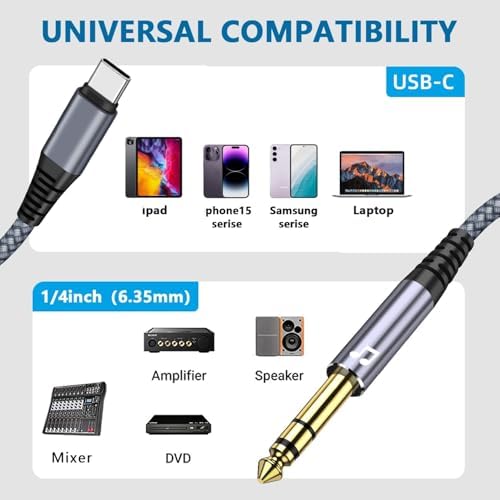 Qimiaous USB C audio cable connected to smartphone and speaker