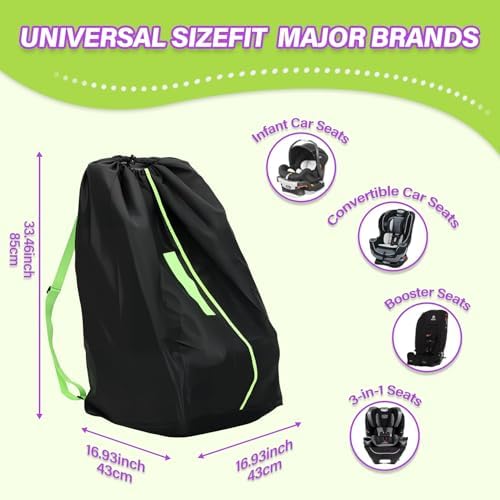 Car seat travel bag folded into integrated storage pouch
