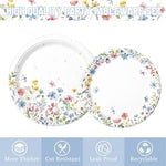 Premium 168 piece botanical baby shower tableware kit arranged for twenty-four guests