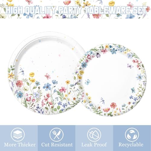 Premium 168 piece botanical baby shower tableware kit arranged for twenty-four guests