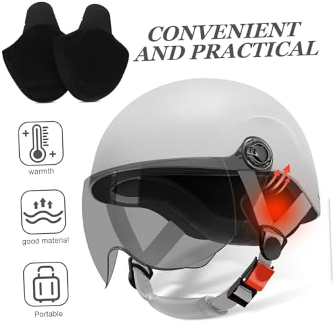 Side angle of FUNOMOCYA cycling ear covers demonstrating the universal insert piece for half helmets.